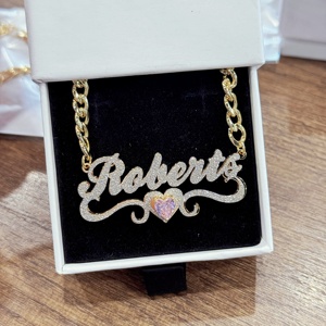 Collar con Colgante <span class=keywords><strong>de</strong></span> Letra y Piedra <span class=keywords><strong>de</strong></span> Nacimiento Brillante, Cadena <span class=keywords><strong>Figaro</strong></span> 3D, Joyería Personalizada con Dije <span class=keywords><strong>de</strong></span> Corazón, Regalo para Mujer, QIUHAN OEM - Product Image 3
