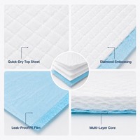Tapis de propreté pour chien à six couches bleus, imperméables IPX7, avec couche supérieure à séchage rapide, 100% coton, écologiques, nettoyants, PE SAP
