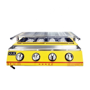 Vente chaude 4 brûleurs En <span class=keywords><strong>Acier</strong></span> <span class=keywords><strong>Inoxydable</strong></span> Propane BBQ Grill Machine Réglable Intérieur GPL Grills À Gaz Couvercle En Verre pour Restaurants - Product Image 1