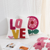 Saint Valentin rose coeur poinçon aiguille housse de coussin personnalisée haute qualité coton décor taie d'oreiller