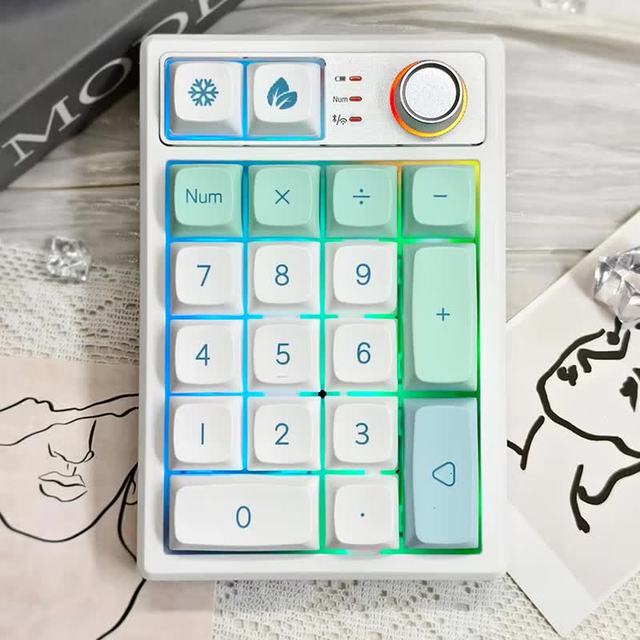 Keycool K19 Pad Numeric Keyboard 3 Modes USB/Bluetooth/2.4GHz Mechanical Keyboard RGB Lighting 19 Keys Mini Meyboard