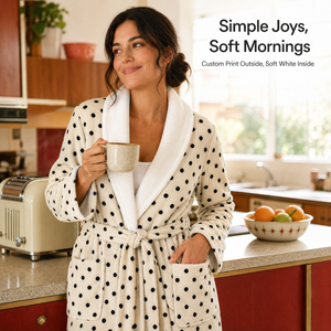 Accappatoio in Peluche Personalizzato all'Ingrosso, Morbido Accappatoio in <span class=keywords><strong>Pile</strong></span> con Collo a Scialle, OEM Private Label per Marchi al Dettaglio - Product Image 5