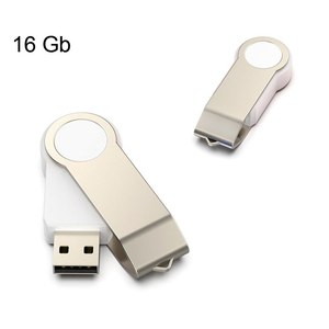 Chiavetta USB Girevole da 16GB con Design in Metallo e Portachiavi per Archiviazione Dati - Product Image 1