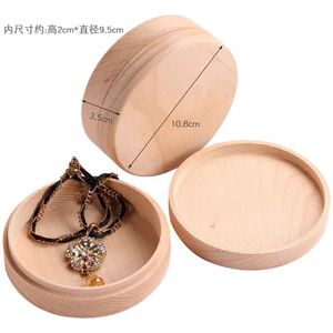 Round Wooden Jewelry <b>Box</b> Beech Wood 9cm Diameter Solid Wood Storage Ring <b>Earring</b> Necklace <b>Gift</b> Packaging Desktop Organizer - Product Image 2