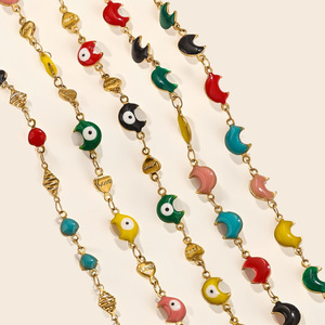 1 M in acciaio inox smalto malvagio occhio turco bracciale gioielli accessori per signore placcato oro collana cavigliera gioielli - Product Image 2