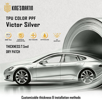 KING MARTIN Film de protection de peinture sans DMF, autocollants pour carrosserie automobile, adapté aux voitures, couleur argent Victor, TPU, PPF