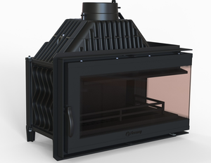 Insert de foyer d'angle en fonte pour poêle à bois avec double vitrage pour chauffage domestique - Product Image 2