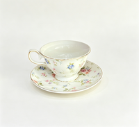 Ensemble tasse et soucoupe à café vintage britannique, tasse à thé de l'après-midi européenne, tasse à thé en céramique de luxe légère avec soucoupe