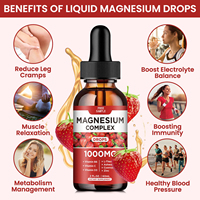 Supplément liquide de citrate de magnésium Ashwagandha gouttes dosage oral avec calcium zinc vitamine D3 B6 B12 CoQ10 potassium magnésium