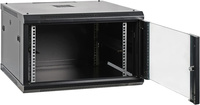6U 12U armoire de serveur murale, support de réseau, boîtier silencieux, ventilateur de refroidissement, verrouillage de la porte en verre, noir