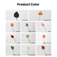 Fleur d'Anthurium en PU de haute qualité, toucher réaliste, rouge et verte, décoration pour la maison, mariage, Noël, Nouvel An, Saint-Valentin