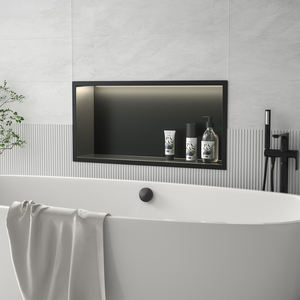 Dayanıklı siyah paslanmaz çelik duvar niş banyo duş niş Insert ile ışık IPX65 satılık anma - Product Image 3