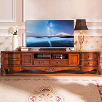 Meuble TV de salon multi-tailles, meuble TV classique en bois massif avec tiroirs, OEM acceptable, meubles de villa, table TV en bois