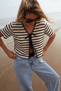 Maglione lavorato a maglia a maniche corte 2025 europeo americano in maglia <span class=keywords><strong>Cardigan</strong></span> Casual da donna per la primavera estate traspirante - Product Image 6