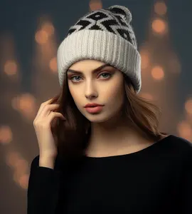Cappelli a cuffia in lana per bambini invernali con logo personalizzato personalizzato in maglia acrilica