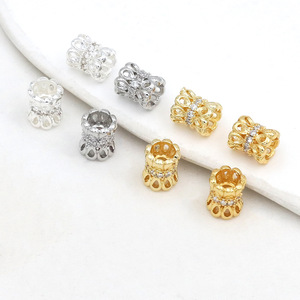 Color-preserving 18k gold spacer <b>beads</b>, slender waist hollow petal bracelet spacer DIY handmade <b>braided</b> rope beading - Product Image 1