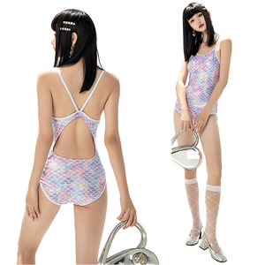 One-Piece Halter Triangle Conservative 2024 <b>Swimming</b> Dedicated Professional Training Racing Hot Spring Swimsuit Wave Striped - Product Image 1