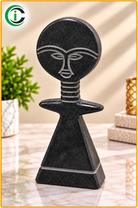 Escultura Tribal Moderna de Mármol Negro de 10 Pulgadas, Pieza Artística Tallada en Piedra para Sala de Estar, Oficina, Recepción, Hotel, Mesa - Product Image 2