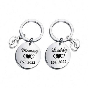 Porte-clés personnalisable en métal pour papa et maman, cadeau, porte-clés en acier inoxydable, ornement suspendu - Product Image 1