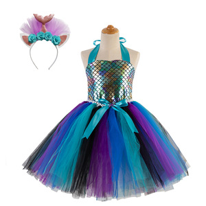 Abito da Sirena per Bambine, Costume in Tulle per Halloween e Natale, Stile Europeo e Americano - Product Image 4