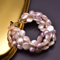 Bracelet à breloques vintage plaqué or 18 carats avec perle baroque blanche d'eau douce AAAA, lien mobile et perle forgée, unisexe, pour voyage