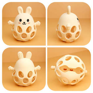 Dễ Thương Bé Bunny Tai Bóng Rattle Teether Đồ Chơi Mềm Silicone Động Vật Đào Tạo Đồ Chơi Trong Hình Dạng Thỏ Unisex Cấp Thực Phẩm Vật Liệu Gỗ - Product Image 3
