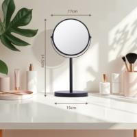Miroir de courtoisie rond personnalisé avec logo, double face, de table, avec fonction grossissante, miroir de table autoportant