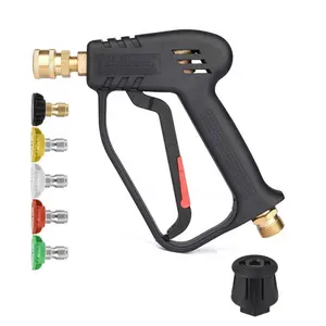 4000PSI High Pressure Water Spray Gun For Car Washing M22-14 Hose Quick Connector With 5 colour Spray Nozzles Kit