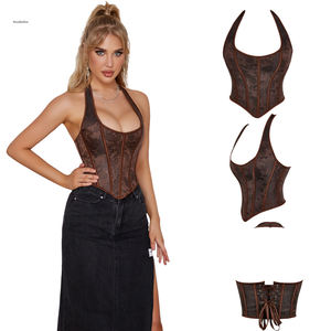 Gilet gothique Vintage Sexy pour femmes, <span class=keywords><strong>Bustier</strong></span> grande taille, Clubwear de fête, Corset, haut court - Product Image 1