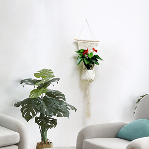 Nordique nouveau tapis fait main coton corde tissé suspendu panier Pot de fleur plante filet sac moderne chambre chambre, balcon décoration - Product Image 5