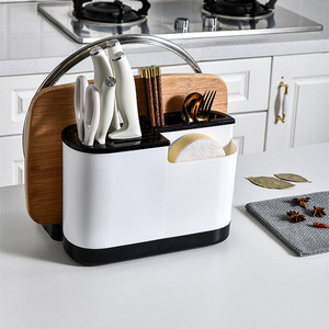 Support à couteaux multifonctionnel avec planche à découper intégrée, organisateur de rangement de cuisine sur pied, taille moyenne - Product Image 1