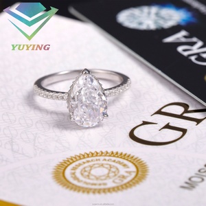 แหวนหมั้นสไตล์คลาสสิกสำหรับผู้หญิง แหวนทองคำแท้ 18k ประดับเพชรโมอิสซาไนต์ทรงลูกแพร์ 2 กะรัต แหวนแต่งงานเพชร เครื่องประดับชั้นดี - Product Image 2