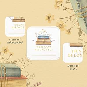 Diseño floral de escritura personalizada, este libro pertenece a las pegatinas, papel de aluminio dorado, pegatinas de nombre de libro, etiquetas adhesivas <span class=keywords><strong>para</strong></span> placas de libros - Product Image 3