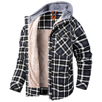 Veste tactique d'extérieur à capuche en flanelle épaisse coupe-vent pour homme, style hip-hop, patchwork, en polyester/coton, taille US, avec doublure Sherpa