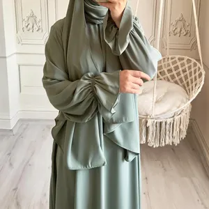 2024 Loriya Plus Size Jilbab Abaya Women Muslim Dress Femmes Robe Musulmane Plain Abaya For Women Eid Islamic Clothing