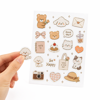 Individuelles Journal-Schreibset: Niedliche koreanische KPOP transparente PVC-Deko-Aufkleber für den Alltag, Kawaii-Tagebuch mit klaren Goldfolien-Aufklebern im Paket
