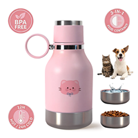 Bouteille d'eau pour animaux de compagnie 32 oz avec gamelle, personnalisable avec logo, en acier inoxydable 304, isolée sous vide, anti-fuite, pour le voyage, vente en gros