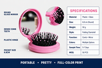 Miroir de maquillage portable rond imprimé moderne avec logo personnalisable, outils de beauté promotionnels