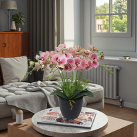 Orchidée Artificielle Faite Main de Haute Qualité, Élégante en Pot, Décoration d'Intérieur, Arrangements de Table de Remise de Diplôme en Polyester