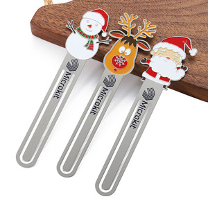 Marcapáginas de Metal Personalizado con Diseño Navideño de Papá Noel y Muñeco de Nieve, en Latón y Acero Inoxidable - Product Image 2