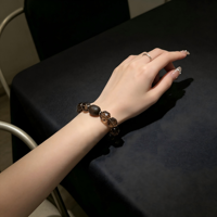 Bracelet artisanal en perles de pierres mélangées, perles irrégulières, quartz fumé facetté, bracelet en bois de santal, bracelet bohème personnalisé pour femme