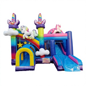 Château gonflable licorne commercial pour enfants avec toboggan intégré – Vente en gros - Product Image 1