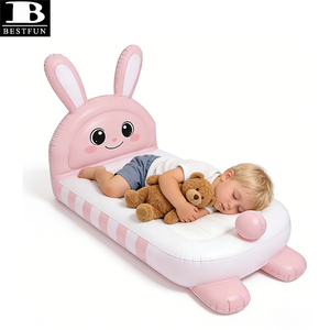 <span class=keywords><strong>Lit</strong></span> gonflable pour enfants en forme de lapin rose, matelas pneumatique floqué pour tout-petits, meuble de sol durable pour la maison, le camping en plein air et les nuits à la maison - Product Image 6