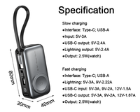 Power Bank Portabel Nirkabel 3-in-1 Handy 5000mAh dengan Tali Pegangan Ukuran Mini untuk Ponsel, Jam Tangan, dan Earphone