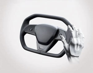 พวงมาลัยสไตล์ไซเบอร์ สีดำ รุ่นมีระบบทำความร้อนแบบเย็บติด สำหรับรุ่นรีนิวเอล 3 - Product Image 2