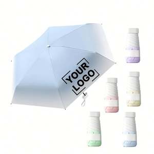 Parapluies de poche de haute qualité, colorés, pliables en 5 sections, portables, protection UV, mini parapluie de poche avec logo - Product Image 1