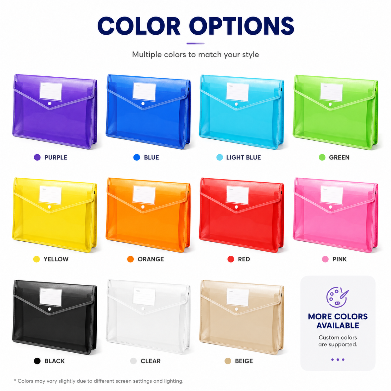 plusieurs options de couleurs