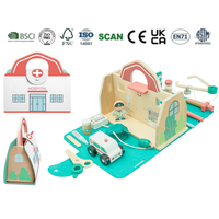 Ensemble de jouets médicaux portables et pliables en bois pour enfants : ambulance, accessoires de docteur, jeux d'imitation, trousse de jeu médical à emporter