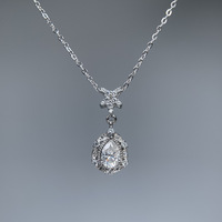 Collier pendentif en moissanite taille poire 0,8 carat 5x7mm, chaîne en argent sterling 925 plaqué rhodium, certifié GRA, bijoux vintage