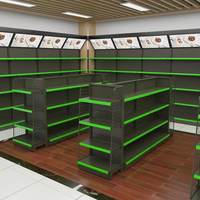 Étagère Gondole Métallique Double Face à Bas Prix pour Supermarché, Présentoir de Magasin d'Épicerie, Rangement Robuste à Charge Lourde